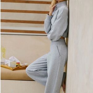 ALO Yoga Matching Set - Serenity Wide Leg Sweatpant and Cropped Serenity Coverup